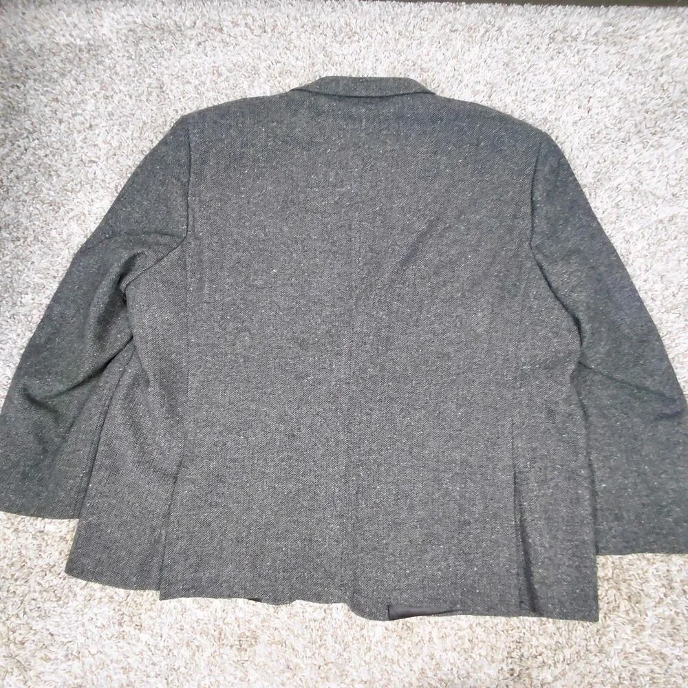 Oak Hill Blazer Mens 3XL 54/56R Grey Herringbone Wool Blend Two Button Sport